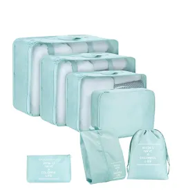 7 Pcs Packing Cubes for Suitcase Lightweight Luggage Packing Organizers for Travel Accessories,Waterproof Travel Essentials Bag Light Blue-7pcs