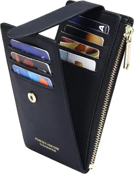 Badiya RFID Card Holder Wallet for Women Slim Wallets Bifold Multi Card Case Zipper Coin Purse