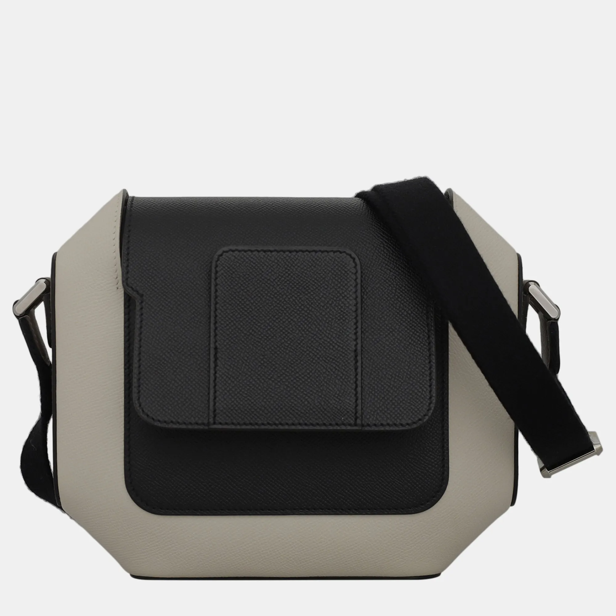 Black/ Off White/ Brown Leather Octogone 23 Bag
