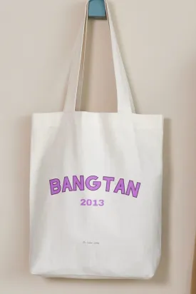 BTS Bangtan 2013 White Tote Bag with Zipper