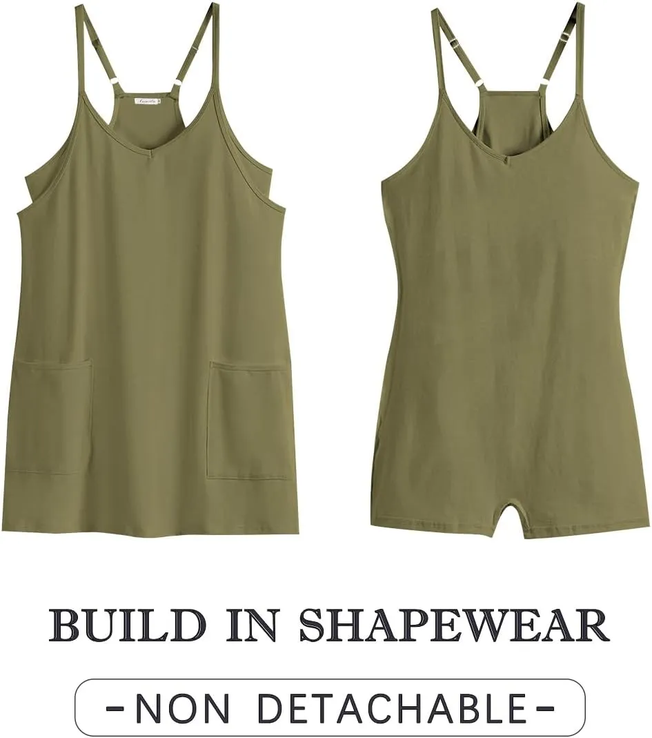 Caracilia Womens Summer Mini Dress 2025 Casual Sleeveless Built in Shapewear Sundress Trendy Short Tennis Athletic Outfits