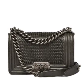 Chanel Grey Metal Chainmail Paris-Edinburgh Small Boy Flap Bag
