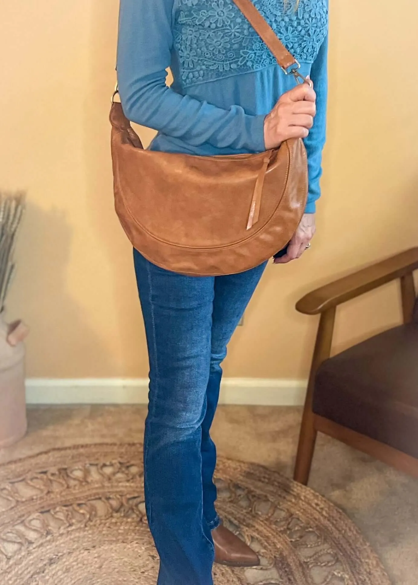 Dakota Crescent Crossbody - Camel