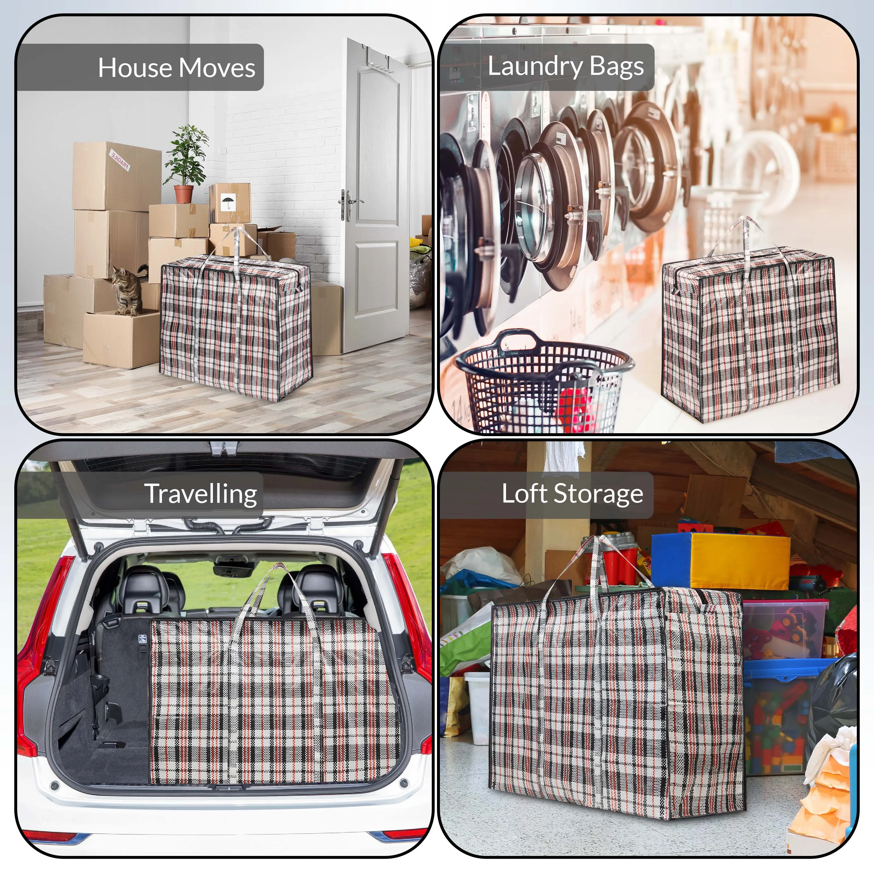 DECO EXPRESS Pack of 8 X Large STRONG Storage Laundry Shopping Bags