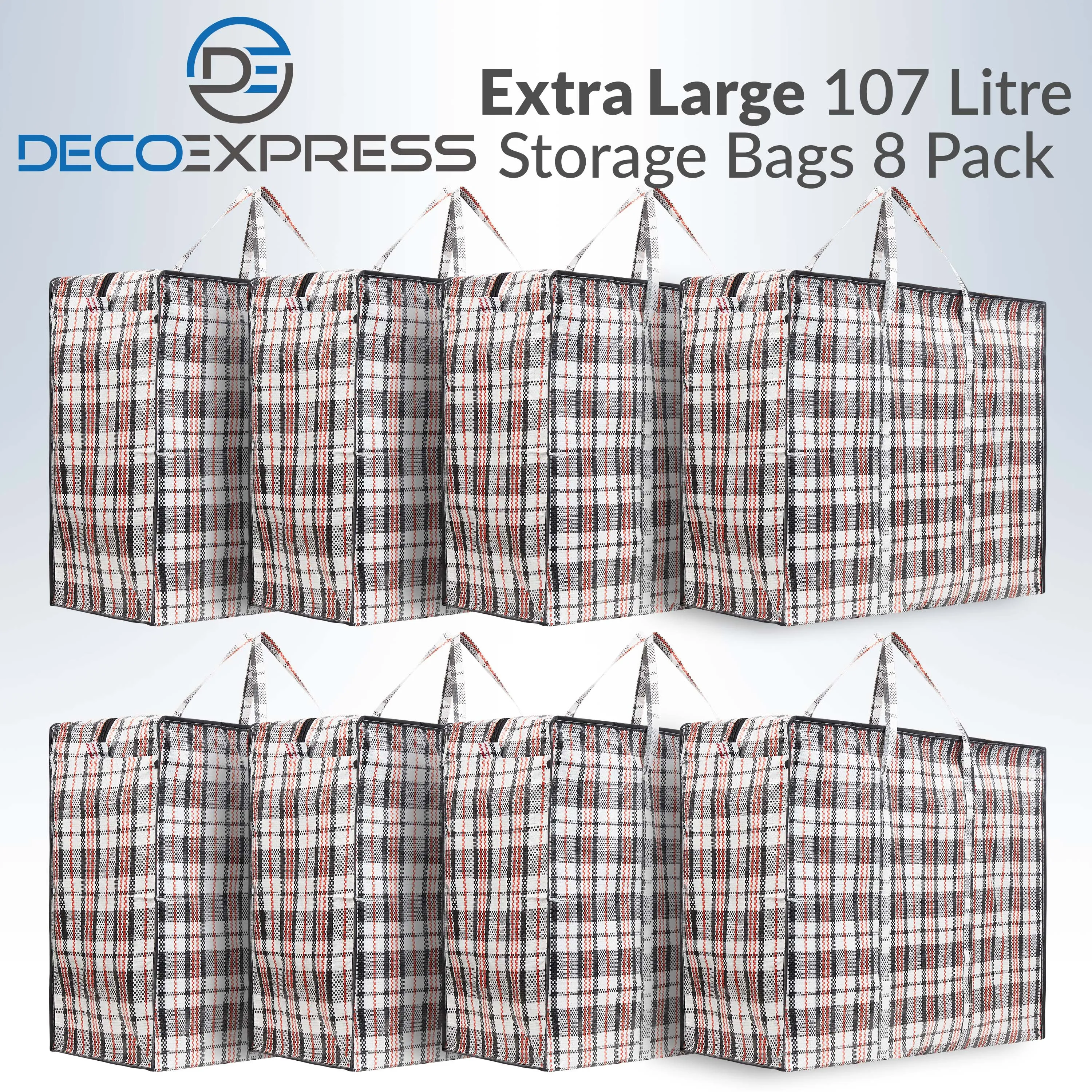 DECO EXPRESS Pack of 8 X Large STRONG Storage Laundry Shopping Bags