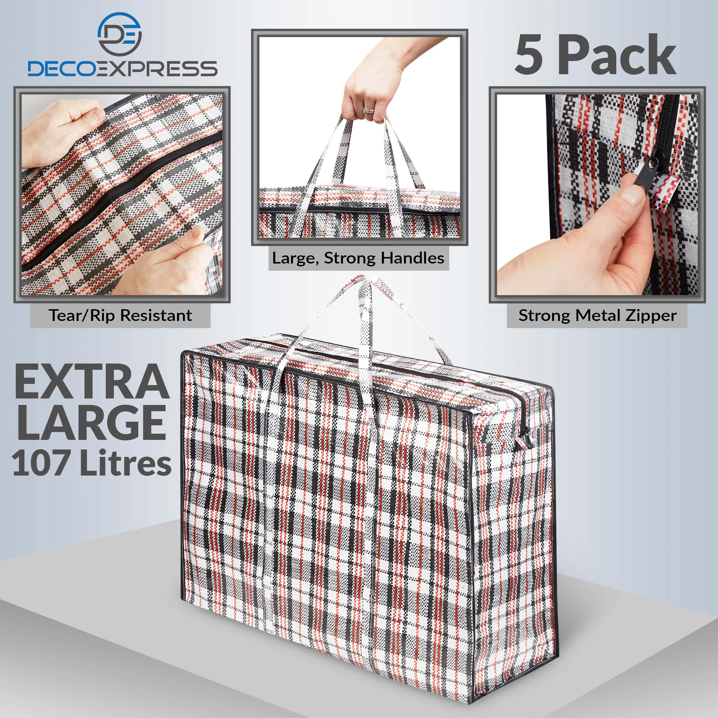 DECO EXPRESS Pack of 8 X Large STRONG Storage Laundry Shopping Bags