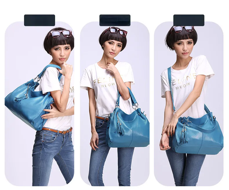 Fashion Tassel Women Leather Shoulder Handbags 0217