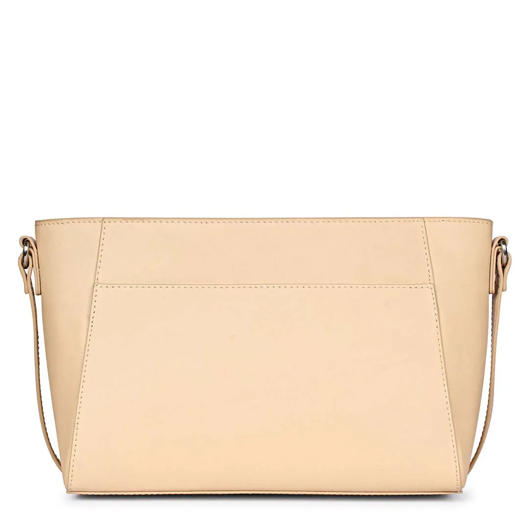 Favore Beige Women Leather Structured Sling Bag