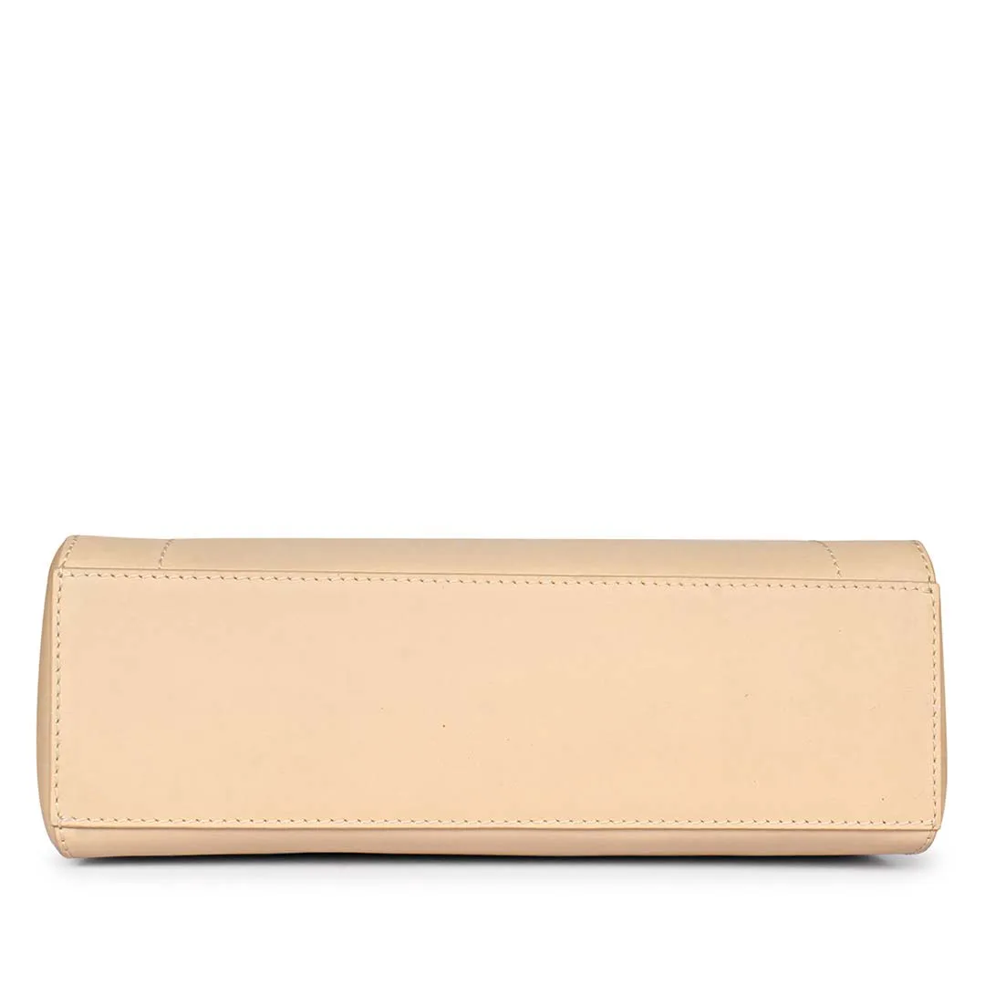Favore Beige Women Leather Structured Sling Bag