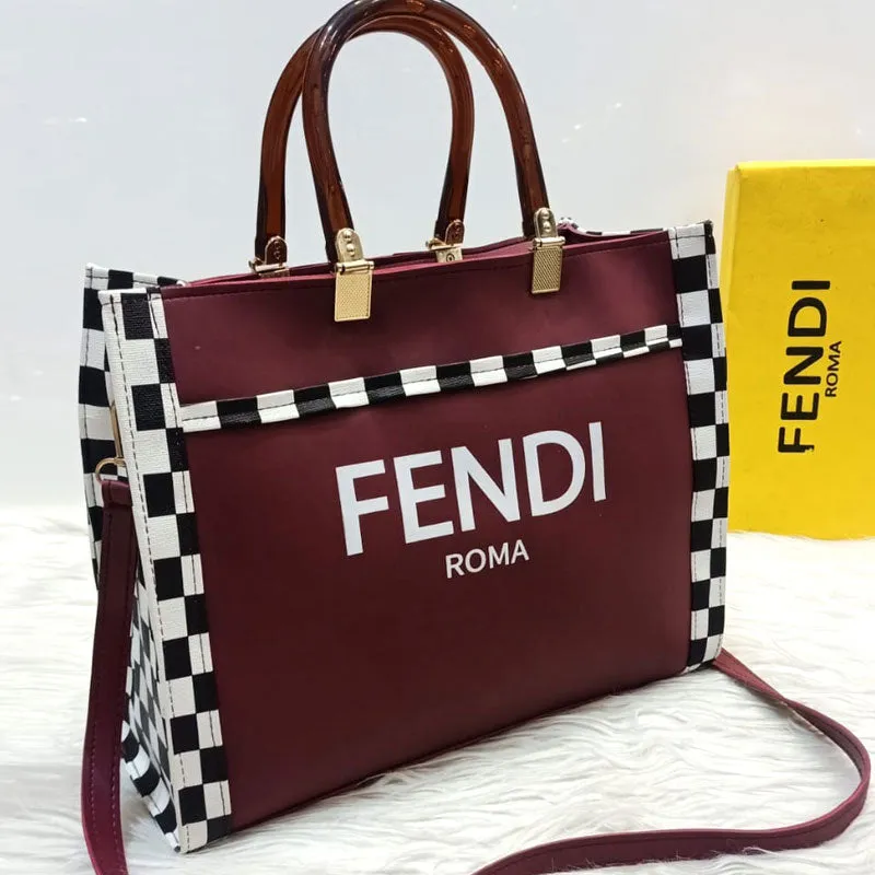 FE Black and White Check Medium Tote Bag #22