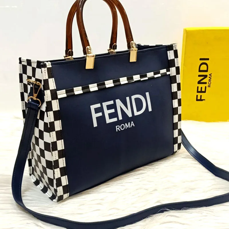FE Black and White Check Medium Tote Bag #22