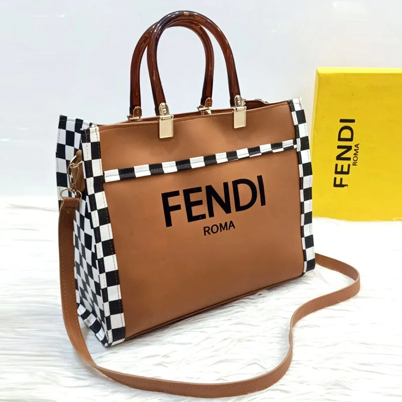 FE Black and White Check Medium Tote Bag #22