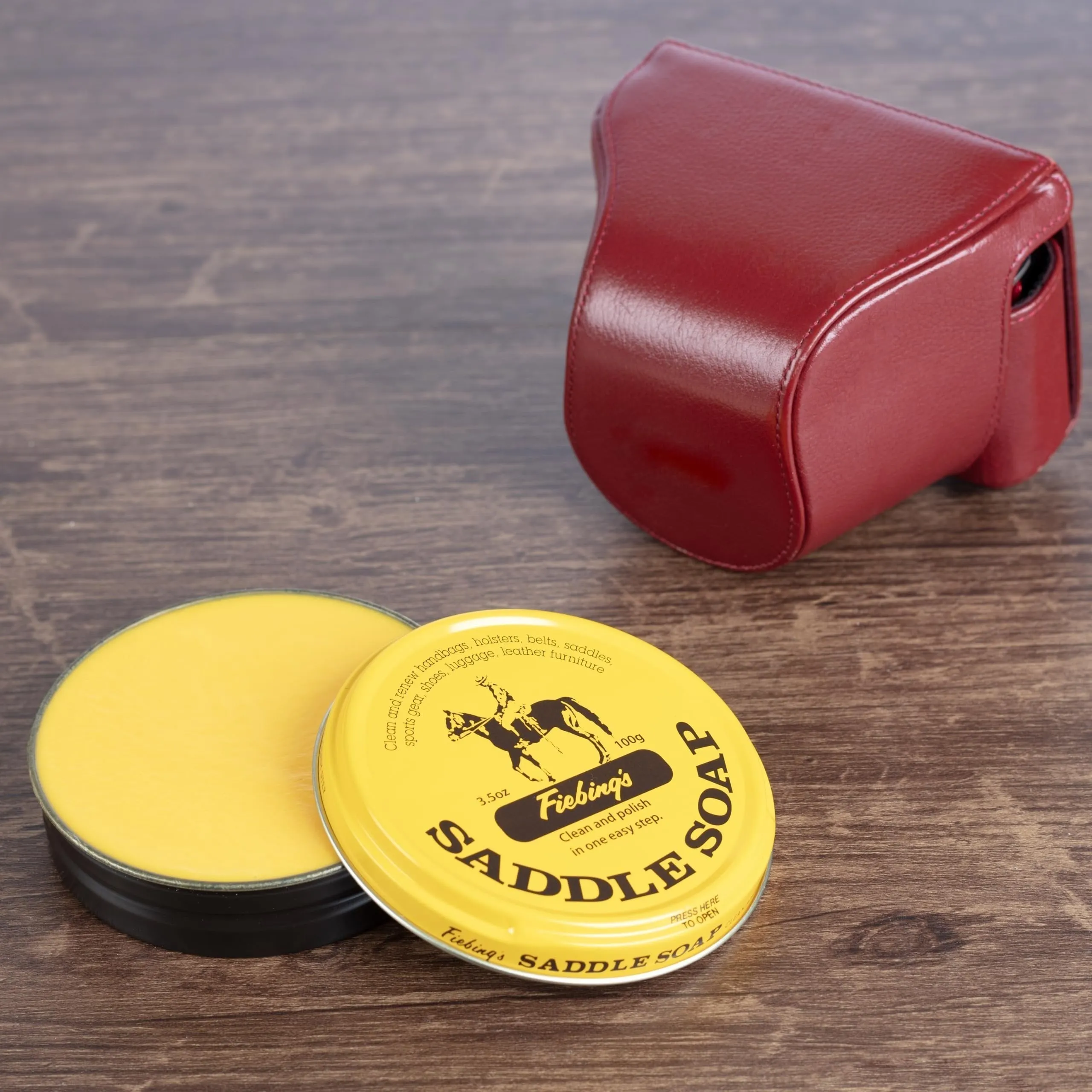 Fiebing's Yellow Saddle Soap for Leather (3.5 oz Tin) - Leather Cleaner & Conditioner to Soften, Protect & Restore Leathercraft - Leather Soap for Car Seat, Couch, Shoe, Purse, Boot, Bag, & Saddles