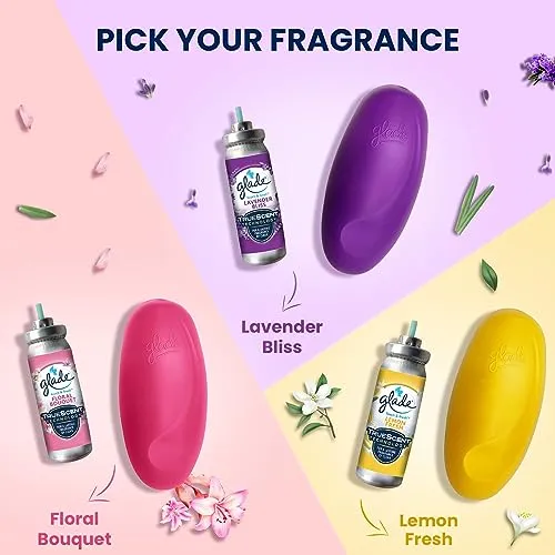 Glade Touch & Fresh Aerosol Air Freshener for Bathroom | 12ml Refill (Pack of 3) | Lasts up to 100 Sprays,Lavender | Lasting Fragrance with One Touch