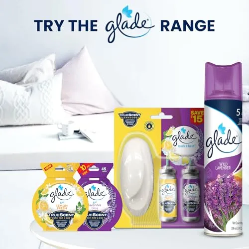 Glade Touch & Fresh Aerosol Air Freshener for Bathroom | 12ml Refill (Pack of 3) | Lasts up to 100 Sprays,Lavender | Lasting Fragrance with One Touch