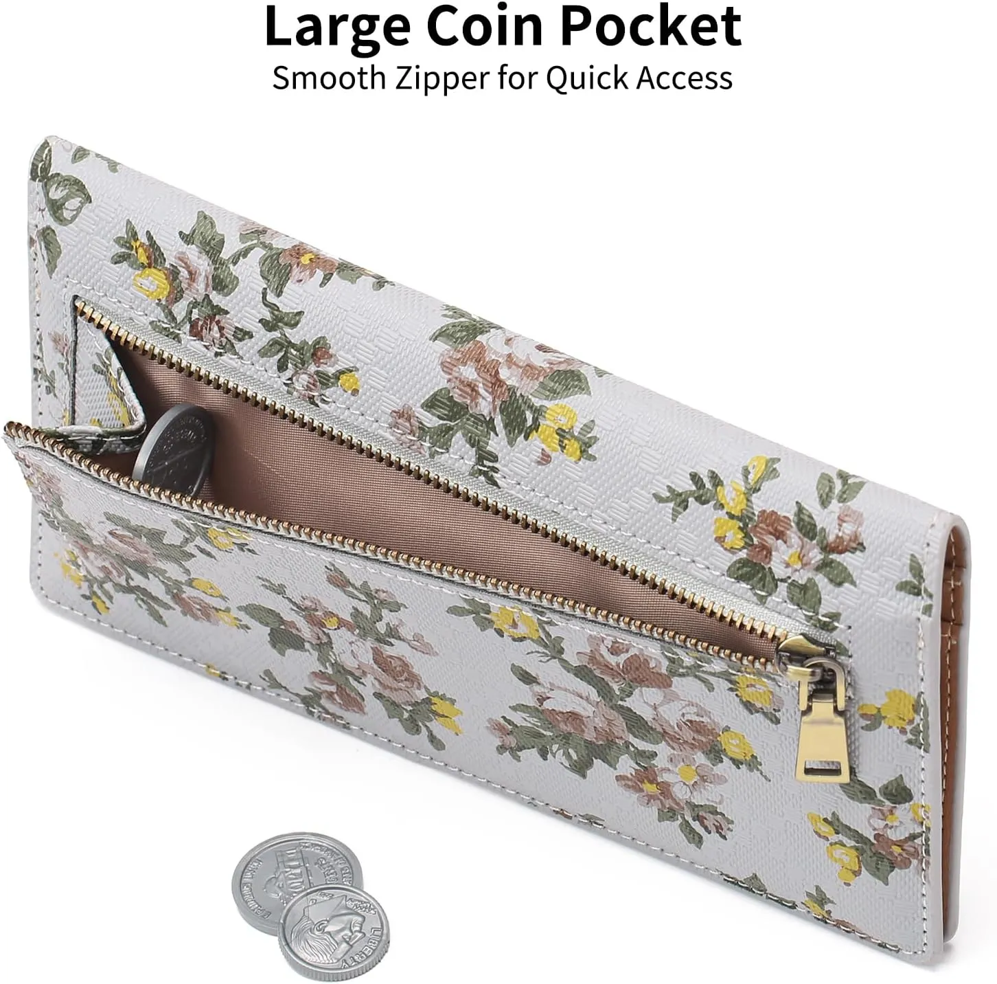 GOIACII Womens Wallet RFID Slim Wallets for Women Thin Ladies Credit Card Holder Bifold Billfold with 11 Card Slots & ID Window