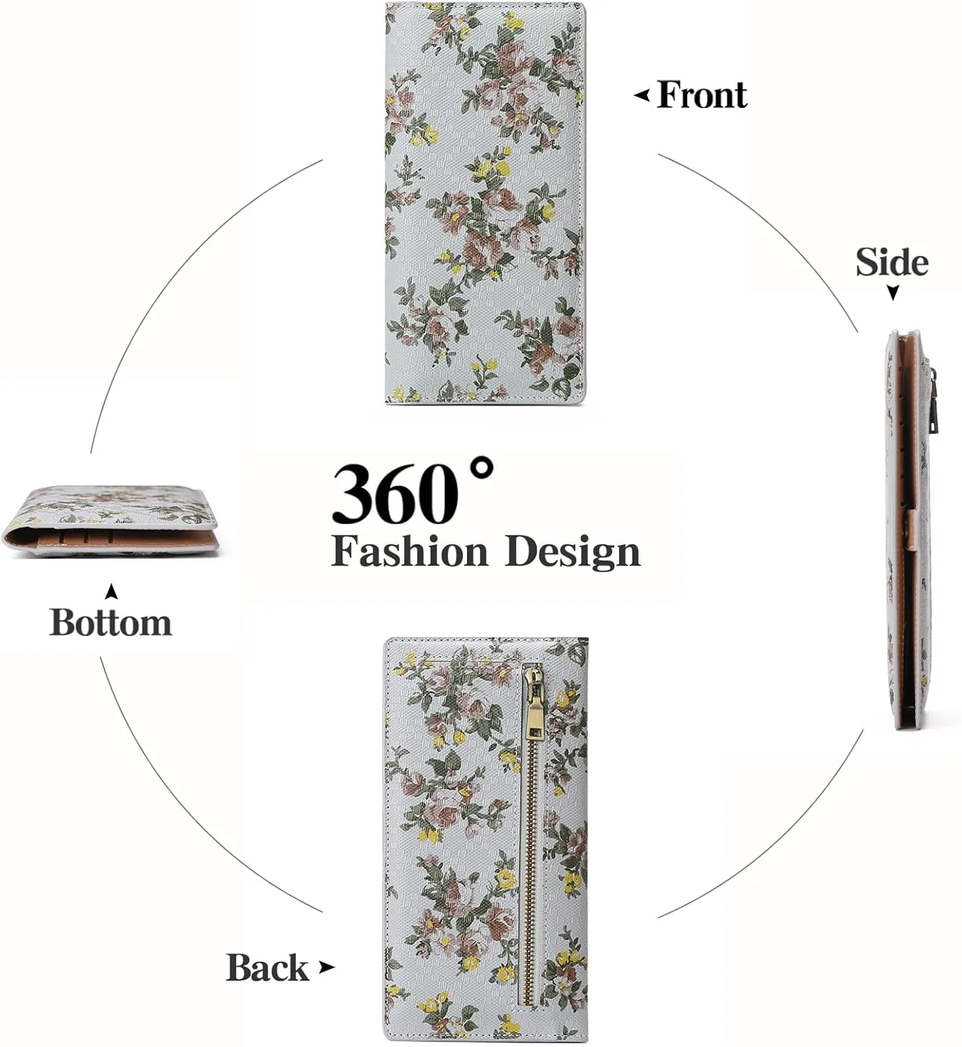 GOIACII Womens Wallet RFID Slim Wallets for Women Thin Ladies Credit Card Holder Bifold Billfold with 11 Card Slots & ID Window