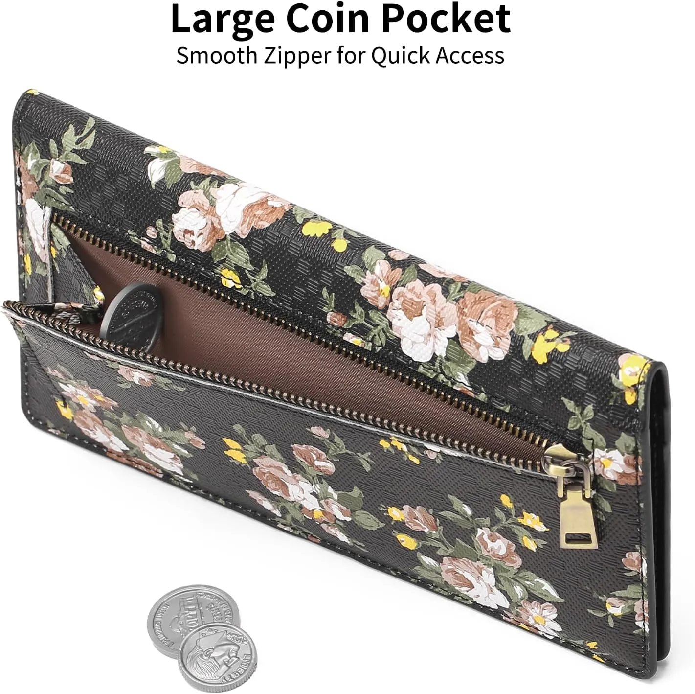 GOIACII Womens Wallet RFID Slim Wallets for Women Thin Ladies Credit Card Holder Bifold Billfold with 11 Card Slots & ID Window