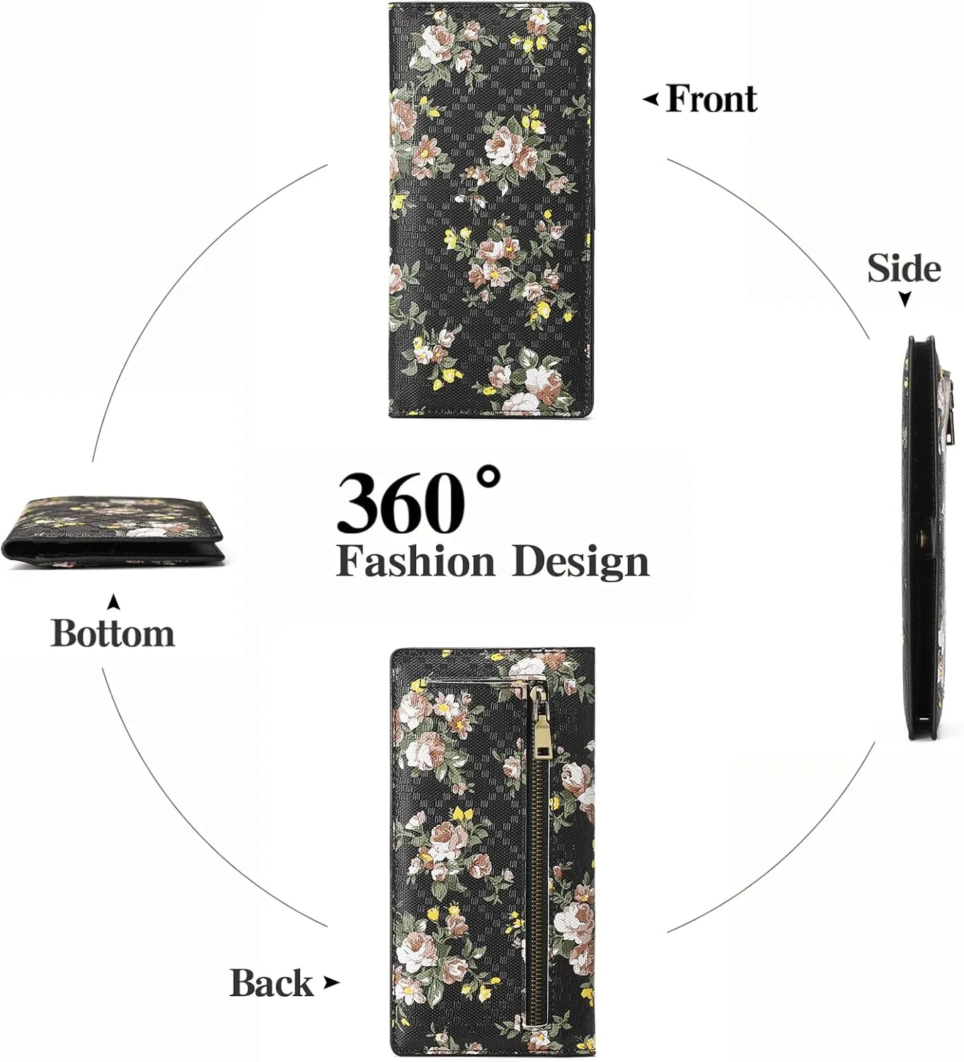 GOIACII Womens Wallet RFID Slim Wallets for Women Thin Ladies Credit Card Holder Bifold Billfold with 11 Card Slots & ID Window