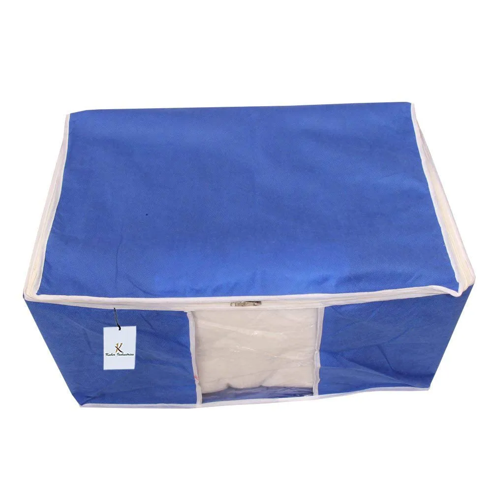 Kuber Industries Rectangular Non Woven Underbed Storage Organiser Set, Extra Large, Royal Blue, CTSN052, 65 x 33 x 47 cm, 2 Piece