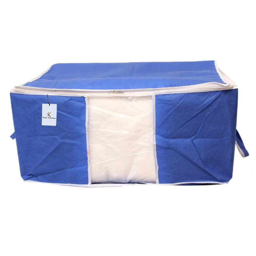 Kuber Industries Rectangular Non Woven Underbed Storage Organiser Set, Extra Large, Royal Blue, CTSN052, 65 x 33 x 47 cm, 2 Piece