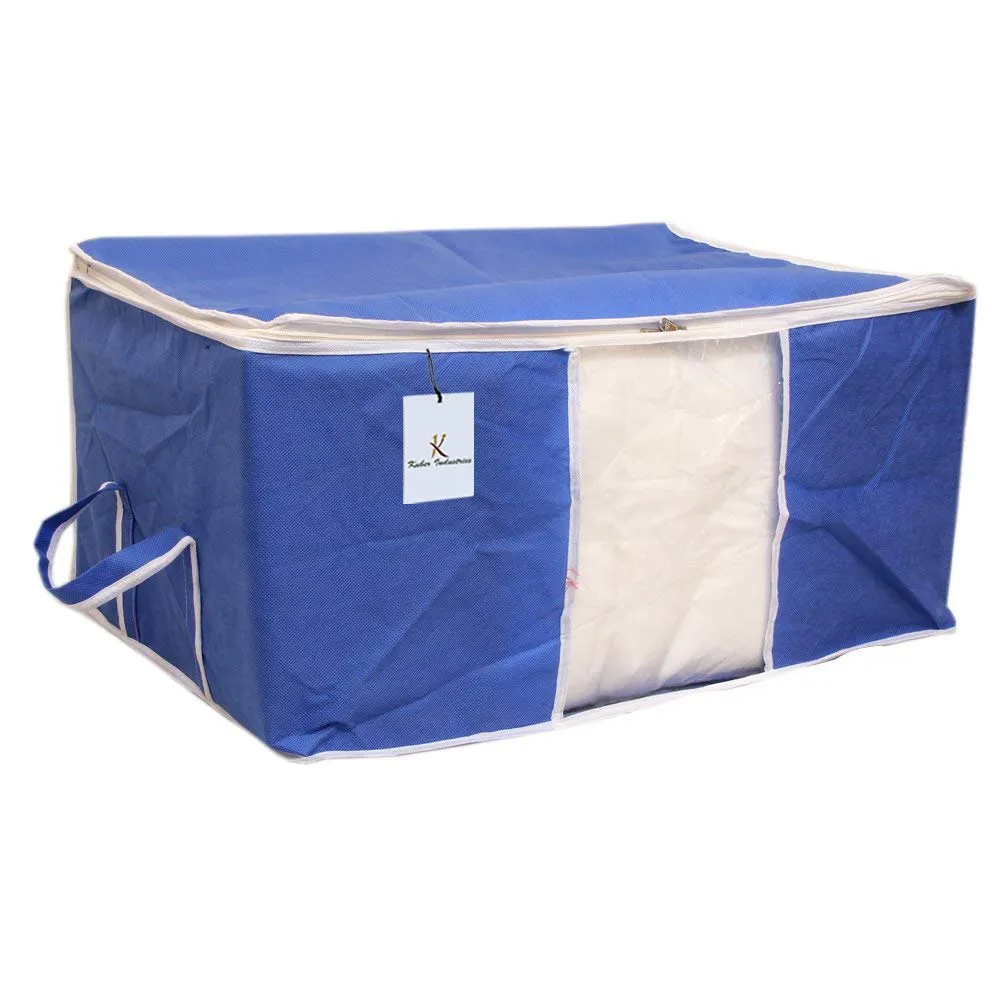 Kuber Industries Rectangular Non Woven Underbed Storage Organiser Set, Extra Large, Royal Blue, CTSN052, 65 x 33 x 47 cm, 2 Piece