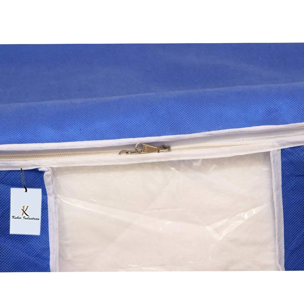 Kuber Industries Rectangular Non Woven Underbed Storage Organiser Set, Extra Large, Royal Blue, CTSN052, 65 x 33 x 47 cm, 2 Piece