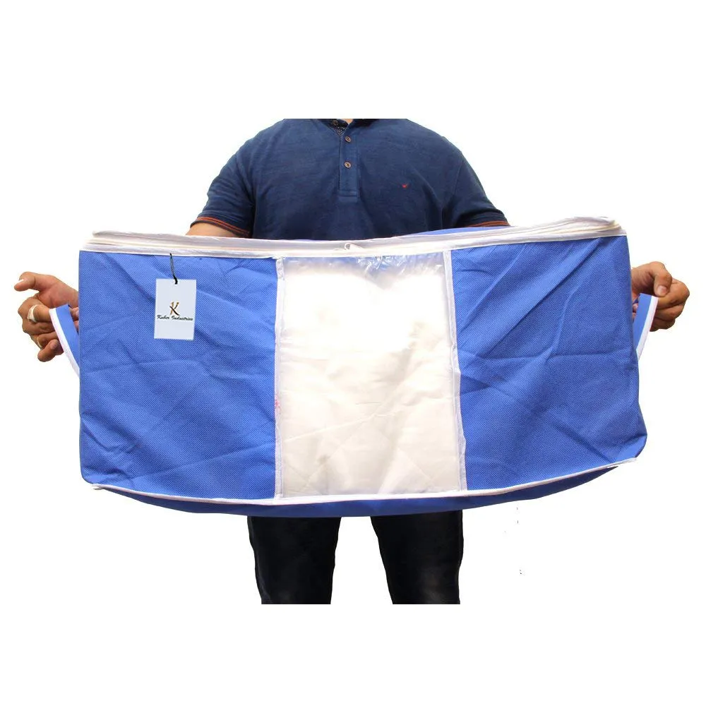 Kuber Industries Rectangular Non Woven Underbed Storage Organiser Set, Extra Large, Royal Blue, CTSN052, 65 x 33 x 47 cm, 2 Piece