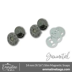 Magnetic Snap Closures: 9/16" (14 mm) SLIM in Gunmetal (2 Pack)