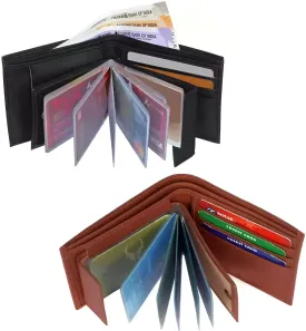 (Pack of 2) Album Wallet Best Valentine gift Artificial Leather Wallets for Men and Women