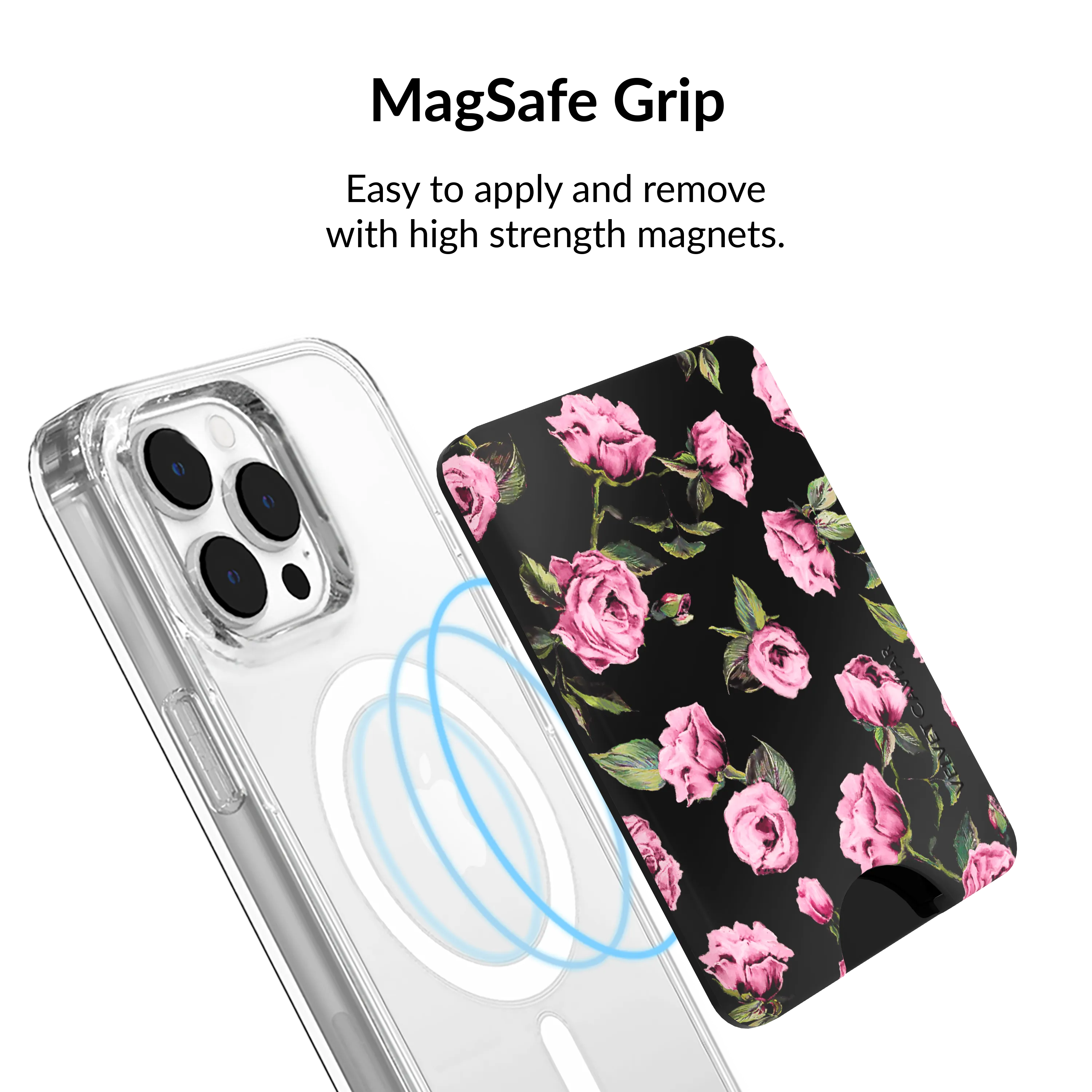 Pink Rose Floral MagSafe Wallet