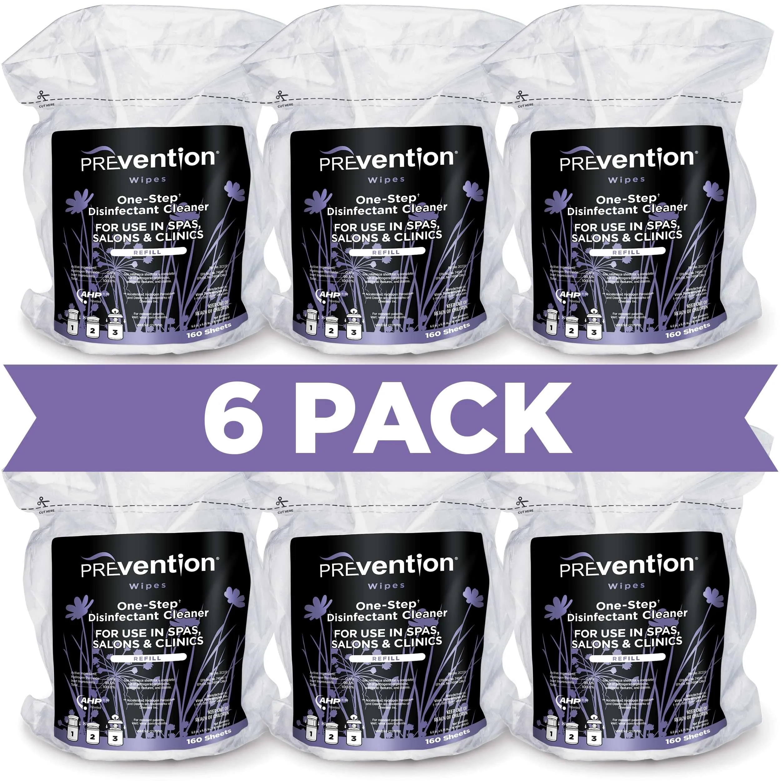 Prevention All Purpose Cleaner Wipes – One-Step Wipes for Salons, Spas, Clinics, Tanning Bed Cleaner Surface Sanitizing Wipes – 160 Count per Canister, Pack of 12