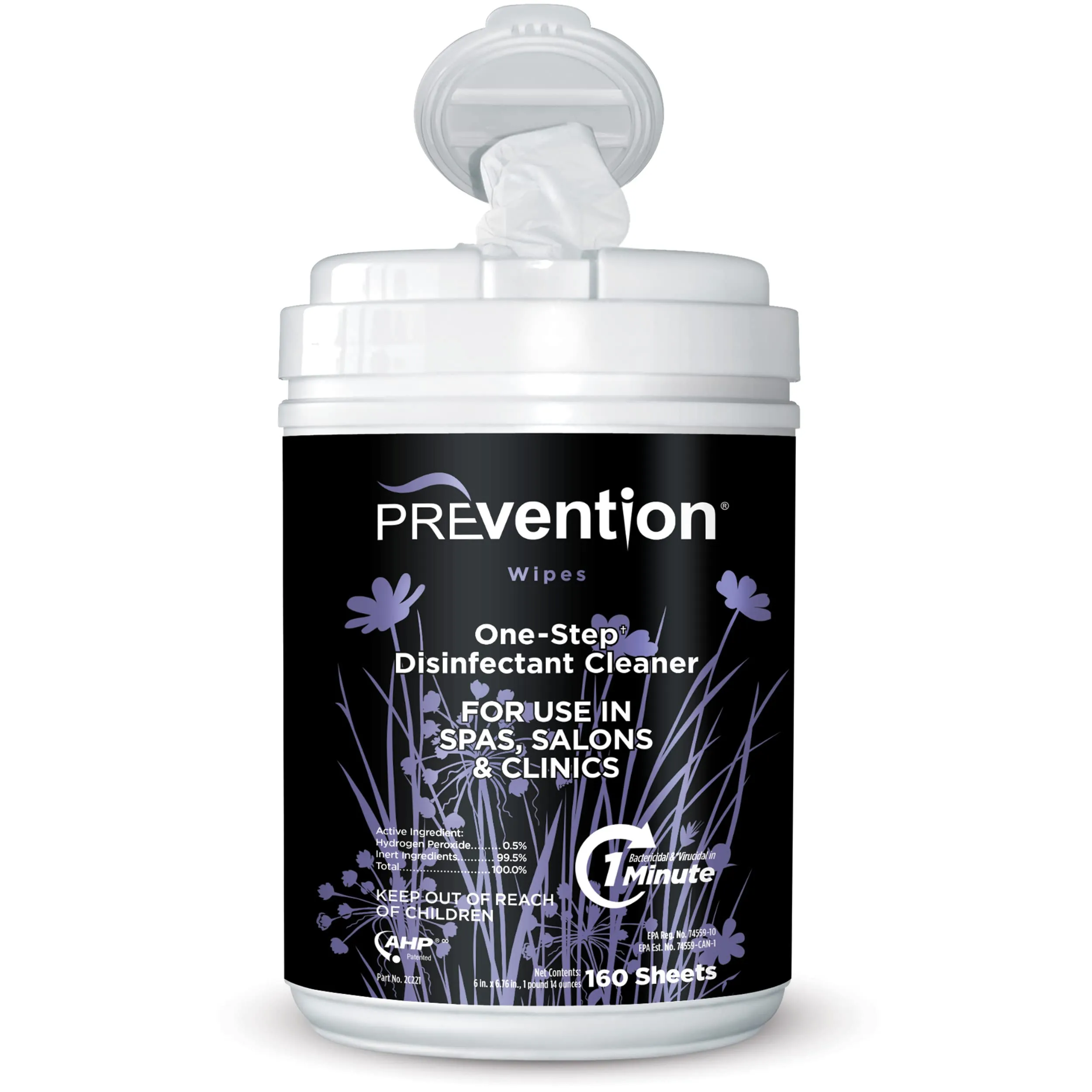 Prevention All Purpose Cleaner Wipes – One-Step Wipes for Salons, Spas, Clinics, Tanning Bed Cleaner Surface Sanitizing Wipes – 160 Count per Canister, Pack of 12