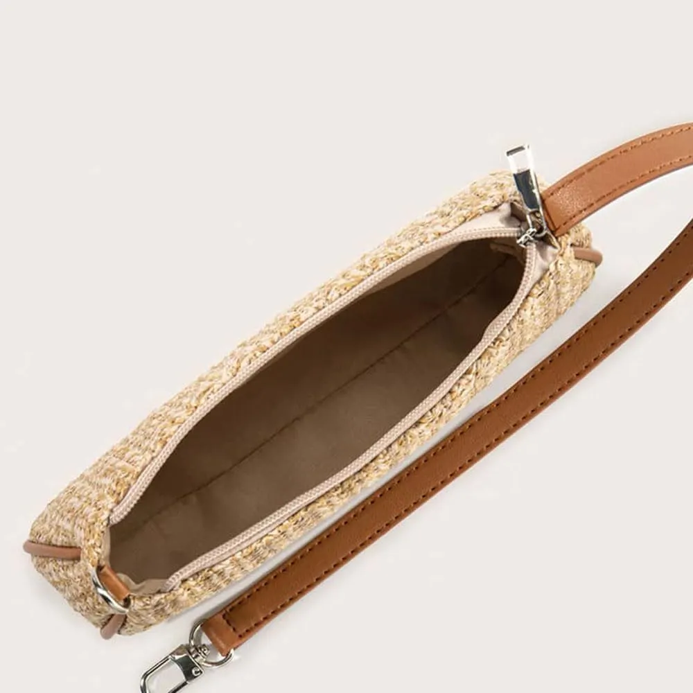 RTGGSEL Boho Summer Retro Women's Straw Rattan Beach Tote Bag Crossbody Shoulder Bags Hobo Underarm Handbag Straw Purse