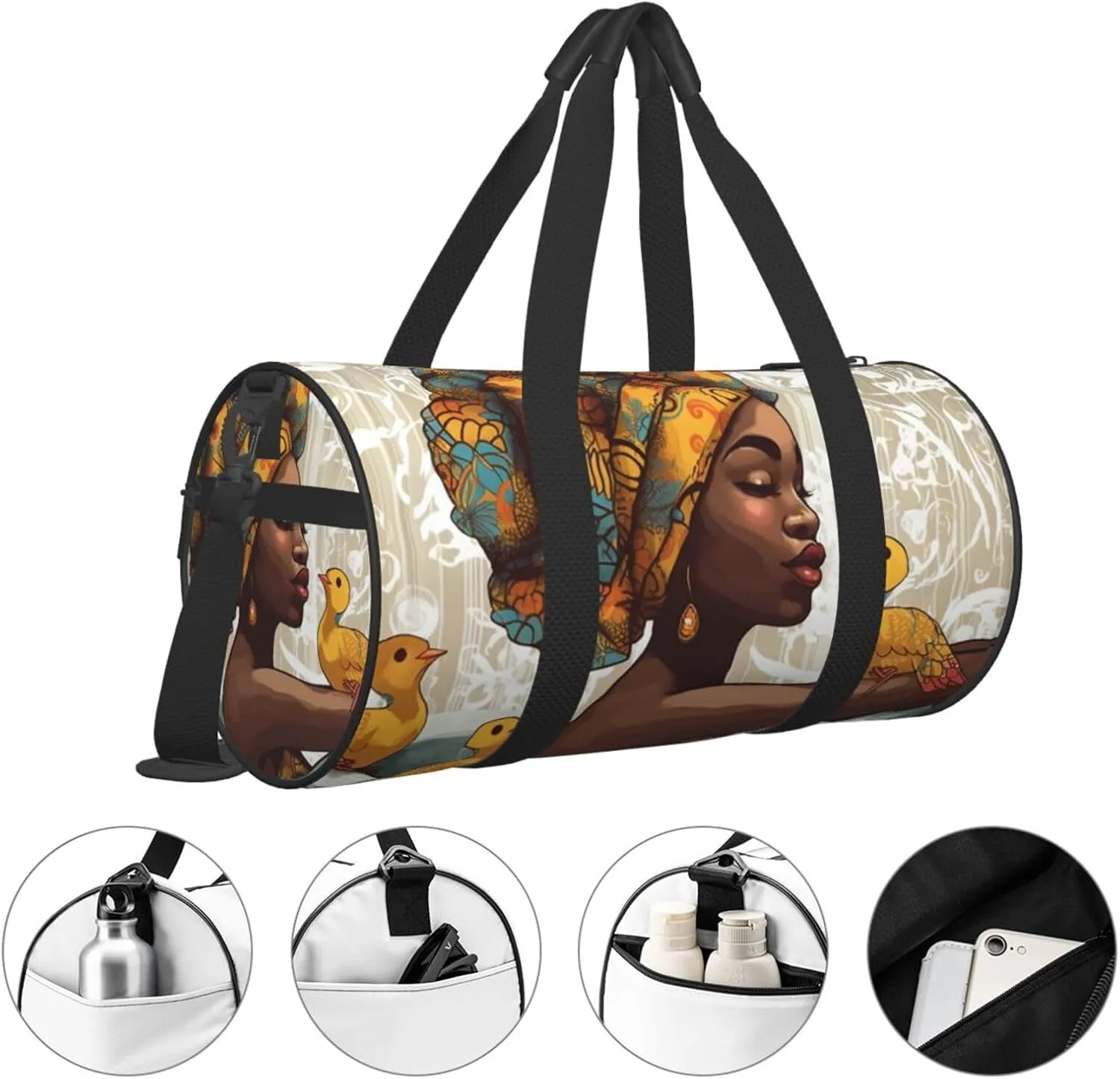 Travel Duffle Bag Weekender Bags for Men Women with Shoe Compartment Large Capacity Weekender Overnight Bag African Girl Carry On Tote Bags Sport Gym Bag for Travel Yoga