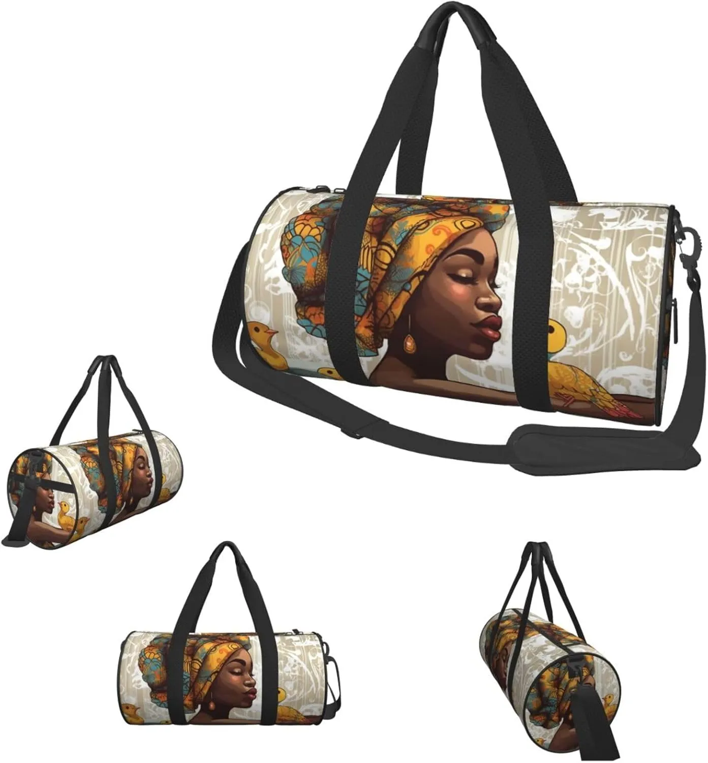 Travel Duffle Bag Weekender Bags for Men Women with Shoe Compartment Large Capacity Weekender Overnight Bag African Girl Carry On Tote Bags Sport Gym Bag for Travel Yoga