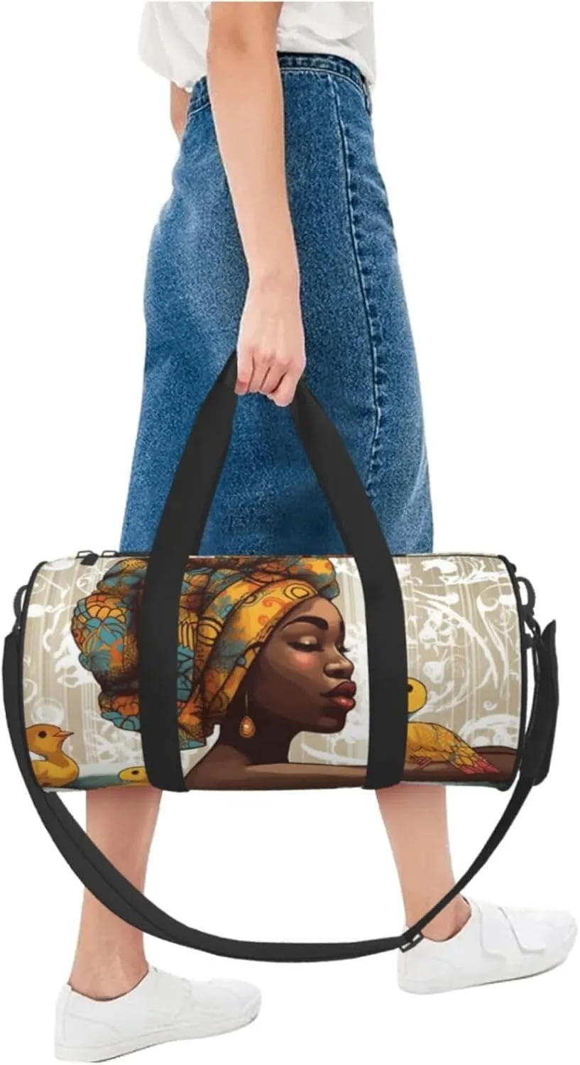 Travel Duffle Bag Weekender Bags for Men Women with Shoe Compartment Large Capacity Weekender Overnight Bag African Girl Carry On Tote Bags Sport Gym Bag for Travel Yoga