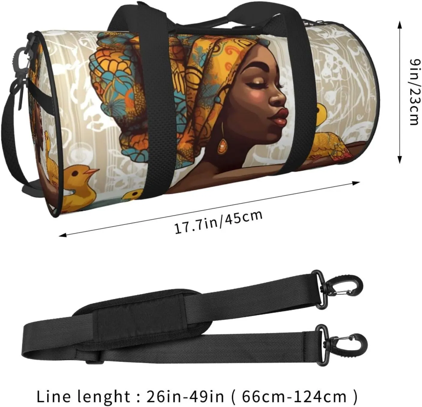 Travel Duffle Bag Weekender Bags for Men Women with Shoe Compartment Large Capacity Weekender Overnight Bag African Girl Carry On Tote Bags Sport Gym Bag for Travel Yoga