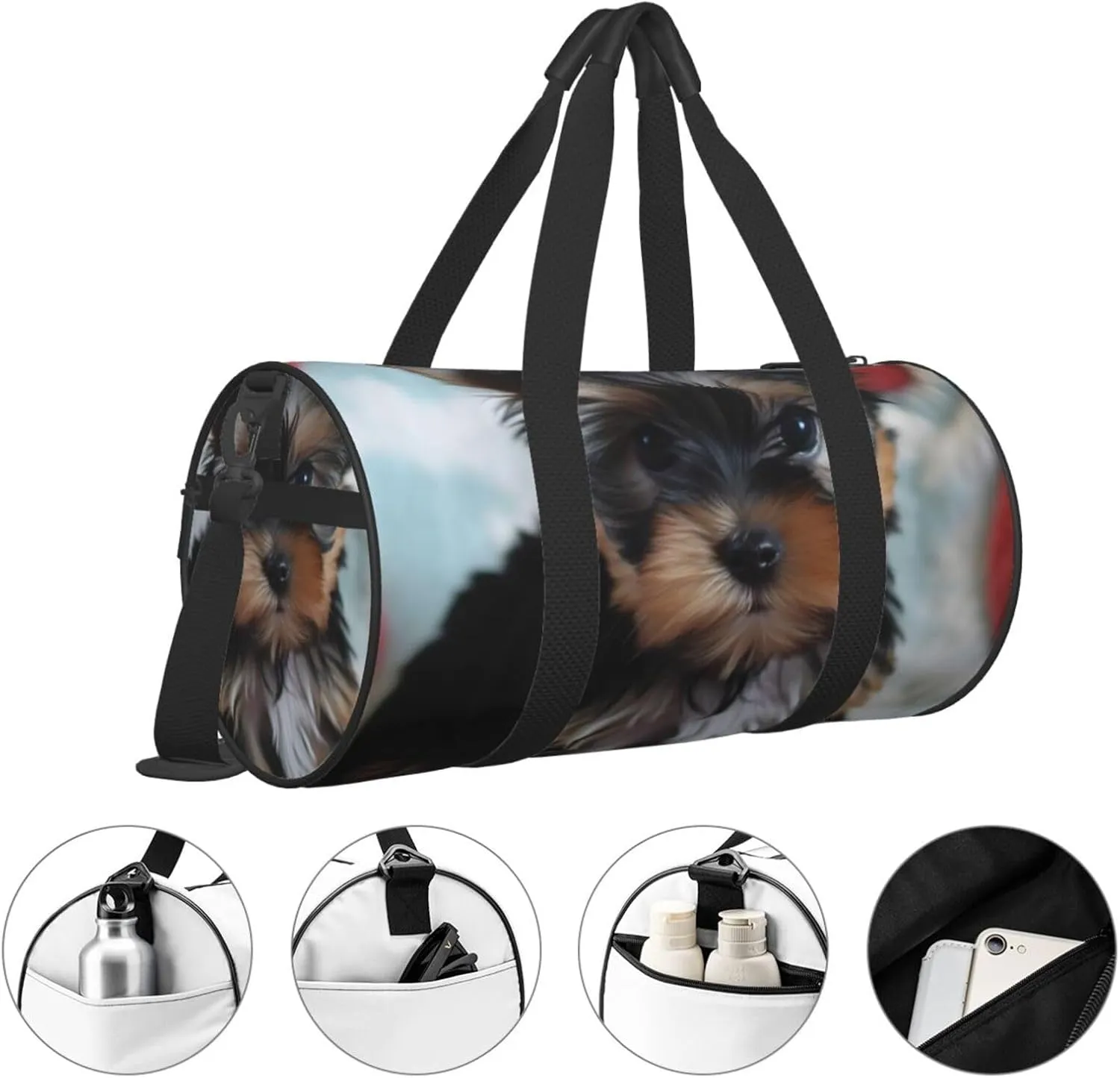 Travel Duffle Bag Weekender Bags for Men Women with Shoe Compartment Large Capacity Weekender Overnight Bag Yorkie Puppy Carry On Tote Bags Sport Gym Bag for Travel Yoga