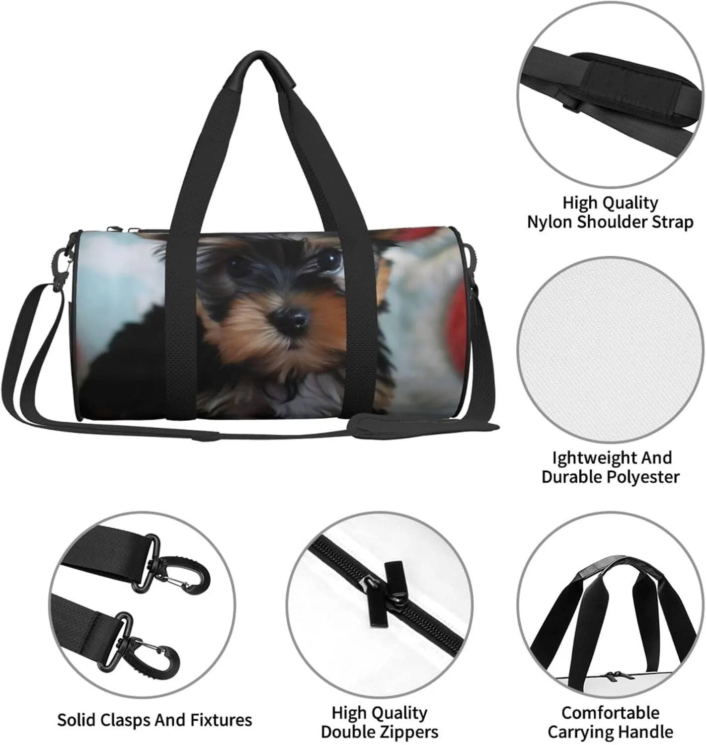 Travel Duffle Bag Weekender Bags for Men Women with Shoe Compartment Large Capacity Weekender Overnight Bag Yorkie Puppy Carry On Tote Bags Sport Gym Bag for Travel Yoga