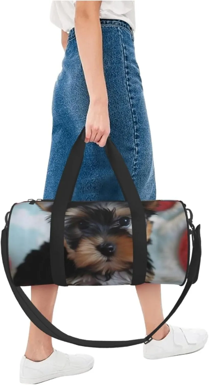 Travel Duffle Bag Weekender Bags for Men Women with Shoe Compartment Large Capacity Weekender Overnight Bag Yorkie Puppy Carry On Tote Bags Sport Gym Bag for Travel Yoga
