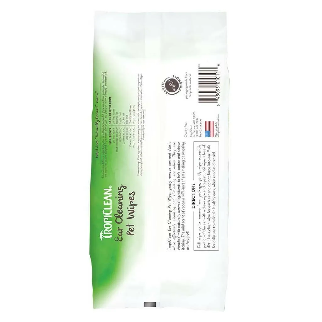 Tropiclean Ear Cleaning Wipes For Dogs & Cats (50 ct)