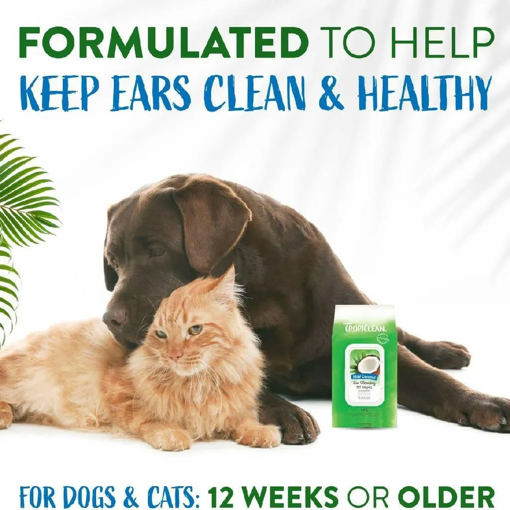 Tropiclean Ear Cleaning Wipes For Dogs & Cats (50 ct)