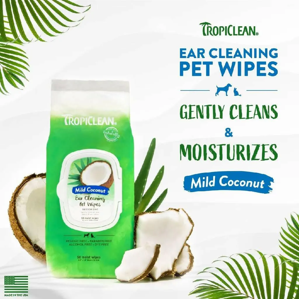 Tropiclean Ear Cleaning Wipes For Dogs & Cats (50 ct)