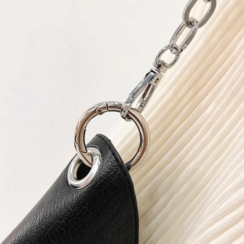 V-shaped Rivet and Chains Strap Vegan Leather Shoulder Bags