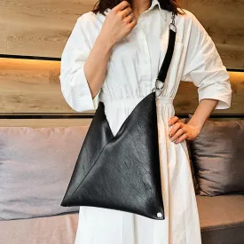 V-shaped Rivet and Chains Strap Vegan Leather Shoulder Bags