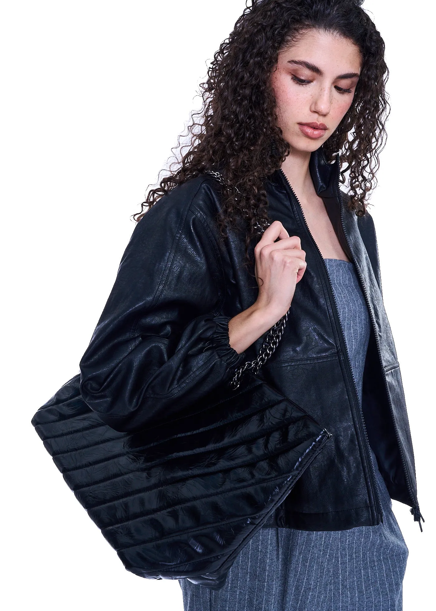 Vesper & Vale Roberts Quilted Tote Bag in Black