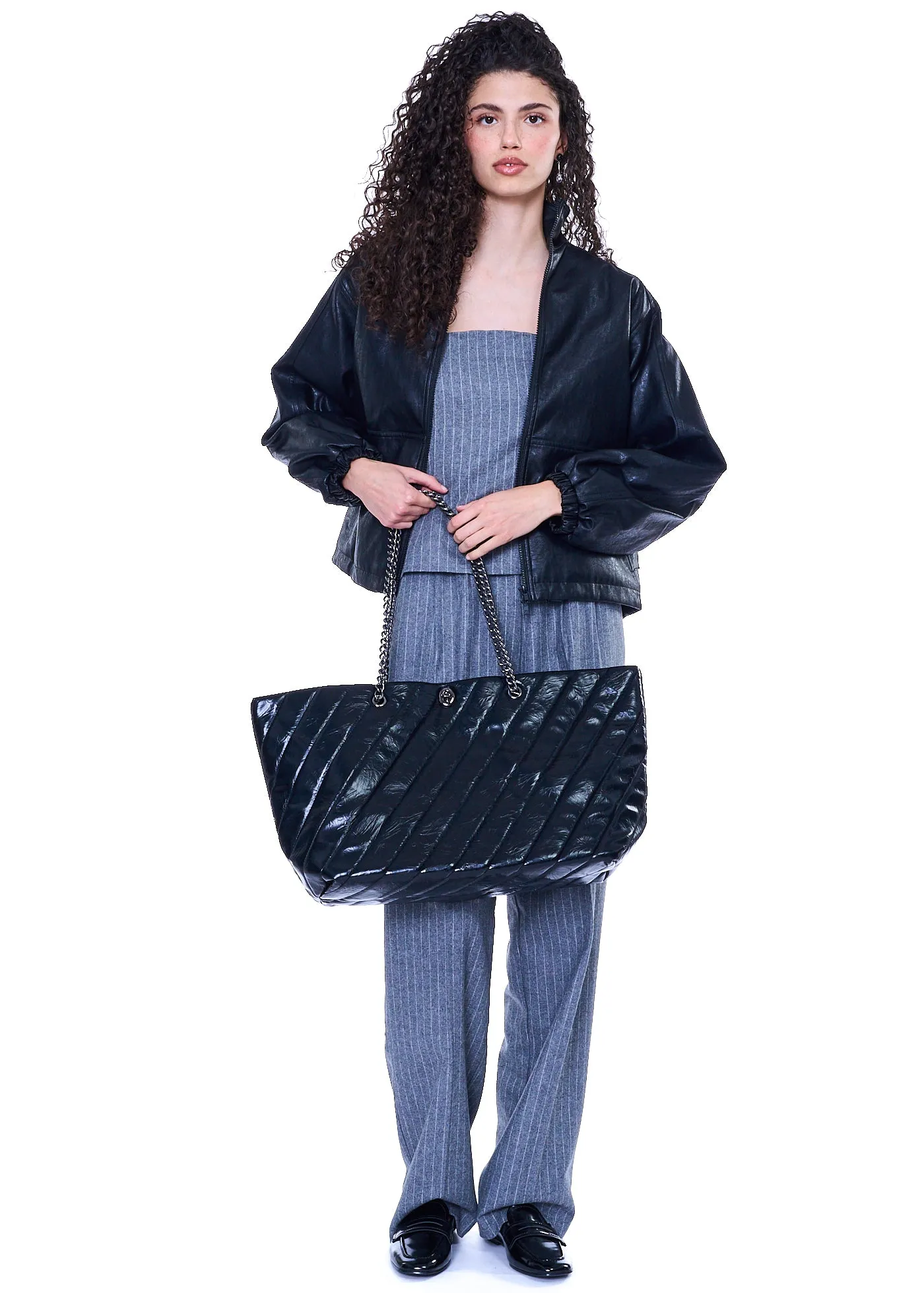 Vesper & Vale Roberts Quilted Tote Bag in Black