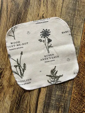 Wildflower Names 2ply flannel cloth wipes