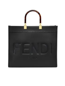 Women's Medium Sunshine Bag In Leather in Black | 8BH386ABVL
